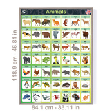 ENGLISH Animals Vocabulary Large Posters, With 49 Names An