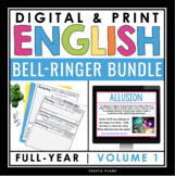 English Bell Ringers - Lit Terms, Prompts, Writing - Digit