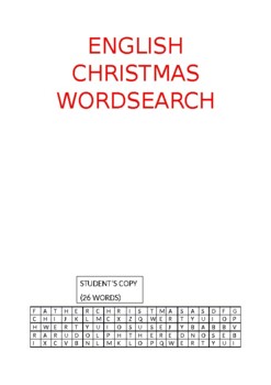 Preview of ENGLISH CHRISTMAS WORDSEARCH