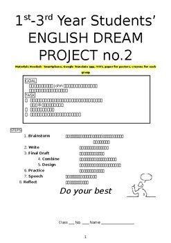 Preview of ENGLISH DREAM PROJECT for ESL/EFL Students