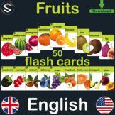 ENGLISH Fruits Vocabulary Flash Cards, (9x6cm):50 Names An