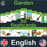 ENGLISH Garden vocabulary flashcards | 50 words and images