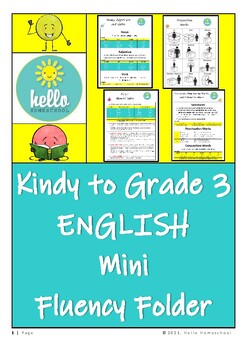 Preview of ENGLISH Mini Fluency Folder Kindy to Grade 3 for Australian Students with BONUS!