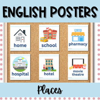 Preview of ENGLISH Places Posters | ELL Word Wall | ESL Classroom Decor