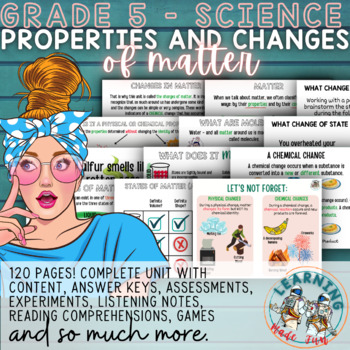 Preview of ENGLISH SCIENCE 5 | PROPERTIES AND CHANGES OF MATTER | FULL UNIT | 120 PAGES |