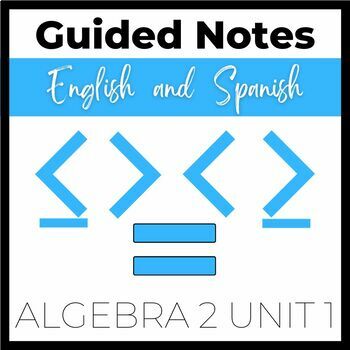 Preview of ENGLISH SPANISH Bilingual ELLs Algebra 2 Guided Notes - Linear Equations