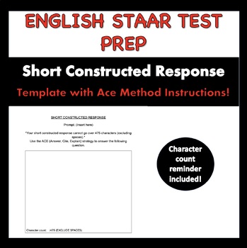 Preview of ENGLISH STAAR Test Prep!- Short Constructed Response Template + Rubric