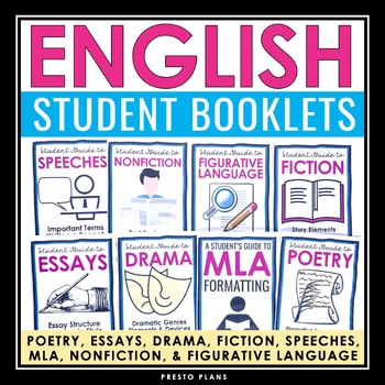 Preview of English Student Booklets - Poetry, Nonfiction, Fiction, Drama, MLA, Speeches