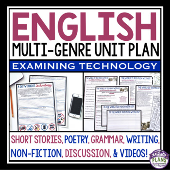 Preview of English Multi-Genre Unit Technology - Short Stories, Poetry, Nonfiction, & More