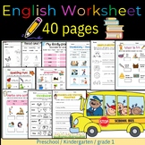 ENGLISH Worksheets 40 pages / kindergarten, grade 1 / home