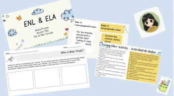 Preview of ENL/ELA Back to School - Introduction Slideshow (SPANISH TRANSLATION INCLUDED)