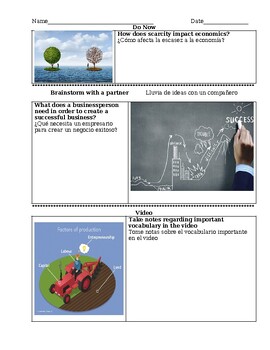 Preview of ENL Economics - Factors of Production Mini Lesson (English/Spanish)