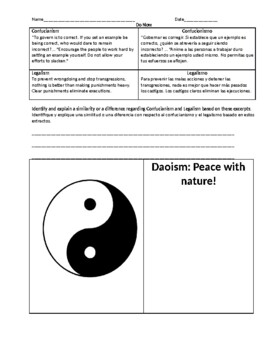 Preview of ENL Global: Daoism, Confucianism, Legalism Review (English and Spanish)
