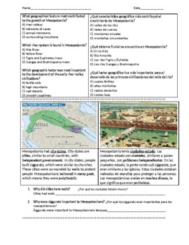 Preview of ENL Global: Mesopotamia and Short Response Questions (English and Spanish!)