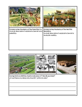 Preview of ENL Global - Paleolithic and Neolithic Review Packet (English and Spanish!)