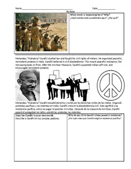 Preview of ENL History - Comparing Gandhi and Ho Chi Minh (English and Spanish)