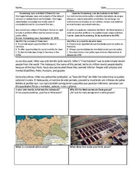 Preview of ENL History - Holocaust (English and Spanish)