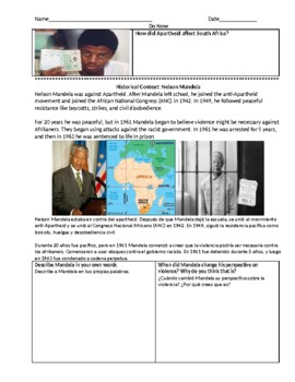 Preview of ENL History - Nelson Mandela (English and Spanish)