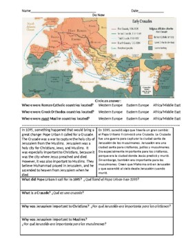 Preview of ENL History - Reasons for the Crusades (English and Spanish)