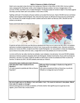 Preview of ENL History - WWII Turning Points (English and Spanish)