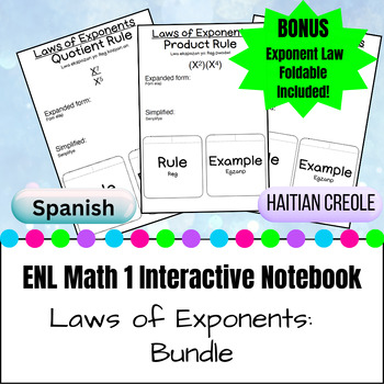 Preview of ENL Interactive Notebook: Laws of Exponents