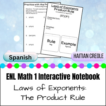 Preview of ENL Interactive Notebook:  The Product Rule of Exponents