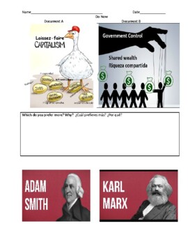 Preview of ENL - Karl Marx, Capitalism, Socialism, Communism Analysis (English and Spanish)
