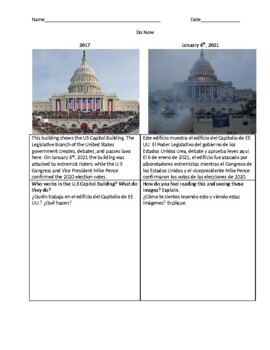 Preview of ENL Lesson - U.S Capitol Riot (English and Spanish)