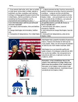 Preview of ENL U.S - Elections Comparison: 1800 and 2000 (English and Spanish)