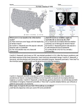 Preview of ENL U.S - FDR and the New Deal Programs (English and Spanish)