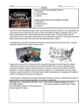 Preview of ENL U.S - Gilded Age Intro and Industrial Leaders (English and Spanish)