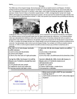 Preview of ENL U.S - Great Depression and Hoover's Response (English and Spanish)