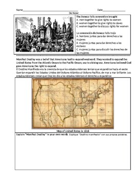Preview of ENL U.S - Manifest Destiny and Mexican-American War (English and Spanish)