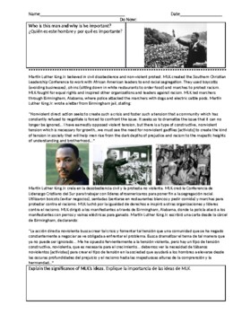 Preview of ENL U.S - Martin Luther King Jr. and Malcolm X (English and Spanish)