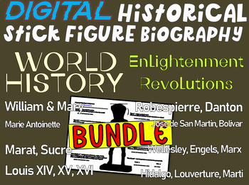 Preview of ENLIGHTENMENT REVOLUTIONS BUNDLE (H.S. World History) Google Doc Stick Figures
