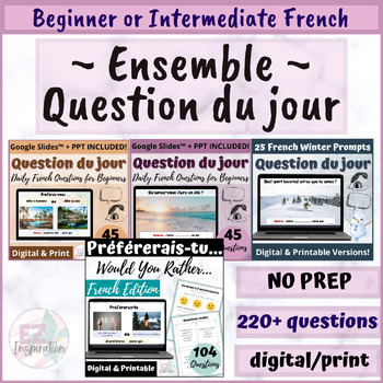 Preview of ENSEMBLE | Question du jour | Daily French Question BUNDLE | Beginner Full Year