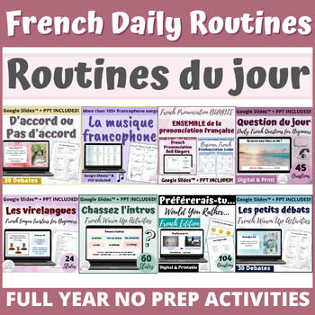Preview of ENSEMBLE - Routines du jour | FULL YEAR French Daily Routines and Activities