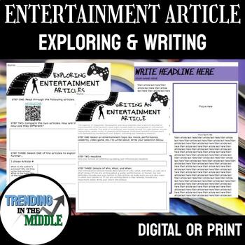 Preview of ENTERTAINMENT ARTICLE WRITING JOURNALISM - Print or Digital - GOOGLE SLIDES