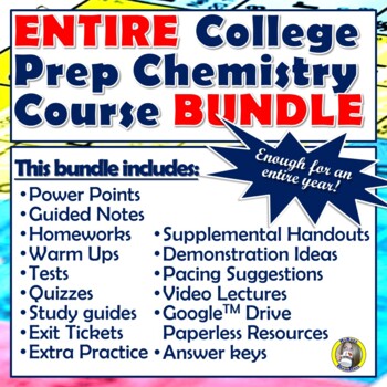 Preview of ENTIRE COLLEGE PREP CHEMISTRY COURSE BUNDLE - ENOUGH MATERIAL FOR ONE YEAR!