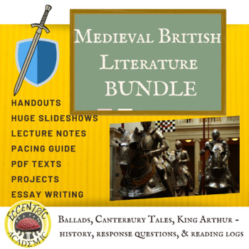 Preview of MEGA Medieval British Lit Unit BUNDLE - PPT, Lecture Notes, Project, Quiz, Essay