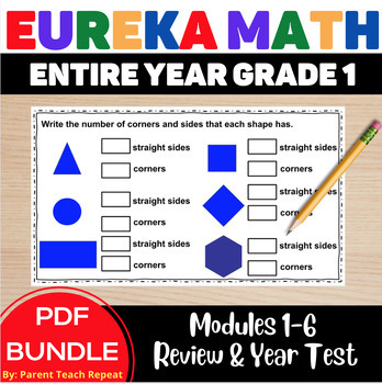 Preview of FULL YEAR 1st Grade Engage NY {Eureka} Math PDF Review BUNDLE Year Test