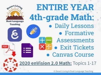 Preview of ENTIRE YEAR 4th grade 2020 enVision Math Daily Lessons Assessments Exit Tickets