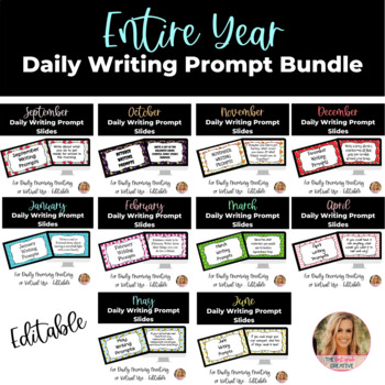 ENTIRE YEAR Editable Virtual Paperless Daily Writing Prompts for ...