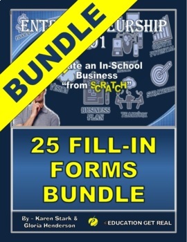 Preview of ENTREPRENEURSHIP 101  "25 FILL-IN FORMS" BUNDLE -- (Excel & PDF Versions)