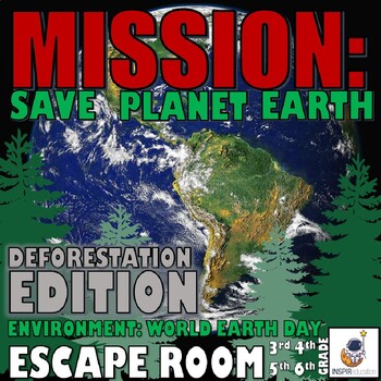 Preview of ENVIRONMENT ESCAPE ROOM: Deforestation, 10 Challenges, Resources, Answer Key
