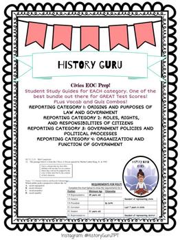 Preview of Florida EOC Civics Review Category Study Guides {History Guru}