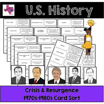 Preview of EOC U.S. History - Crisis & Resurgence 1970s-1980s Card Sort