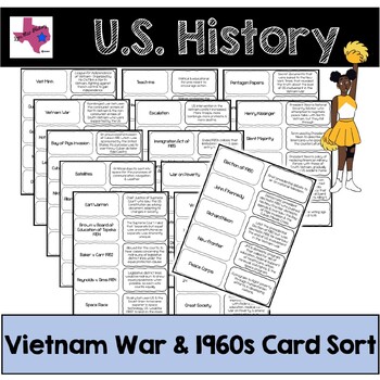 Preview of EOC U.S. History - Vietnam War & 1960s Card Sort