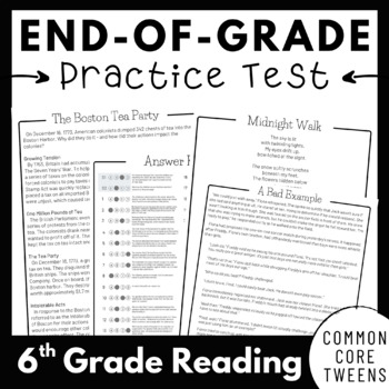 Preview of EOG Practice Test | 6th Grade Reading Comprehension Passages and Questions