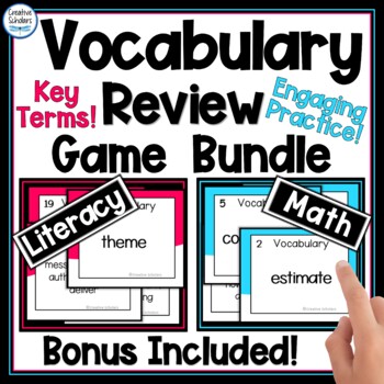 Preview of Math and Literacy Vocabulary Review Game Bundle and More